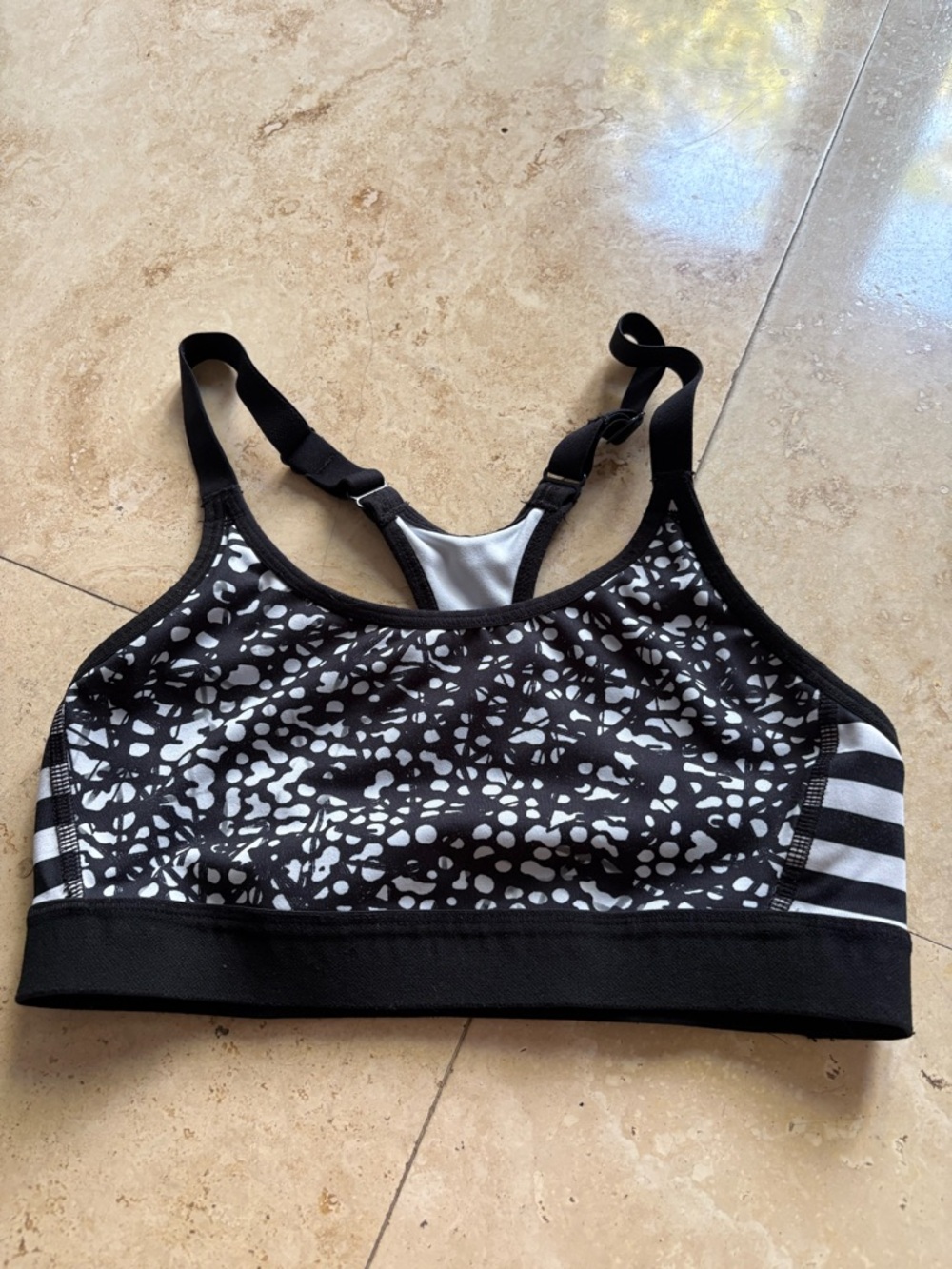 Champion Black & White Patterned Racerback Sports Bra